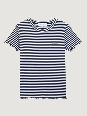 Maison Labiche Folies Ribbed T-Shirt Oh La La Ribbed Short-Sleeve Top Embroider